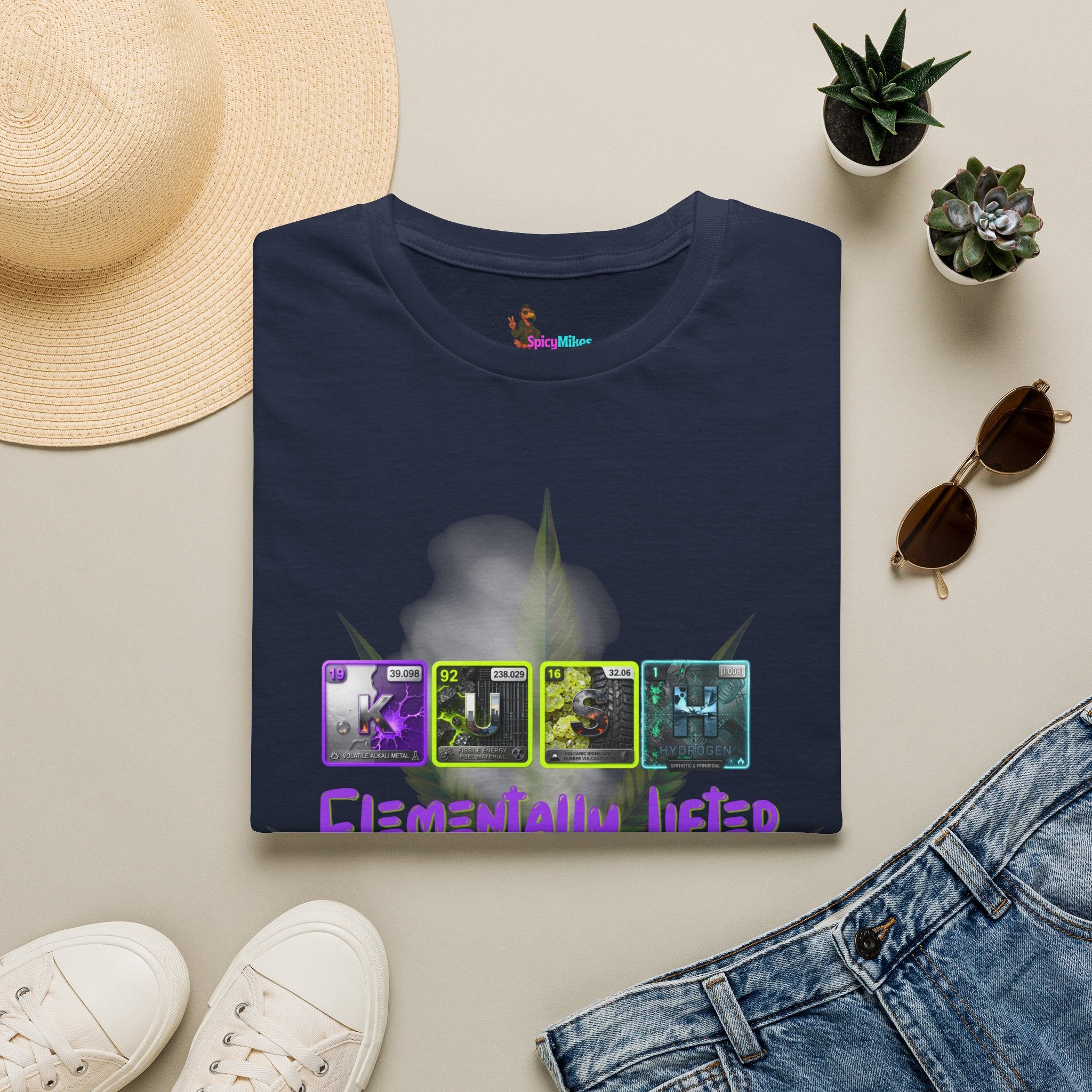 Elementally Lifted T‑Shirt — 420Vaporwave Element Cards Graphic Tee