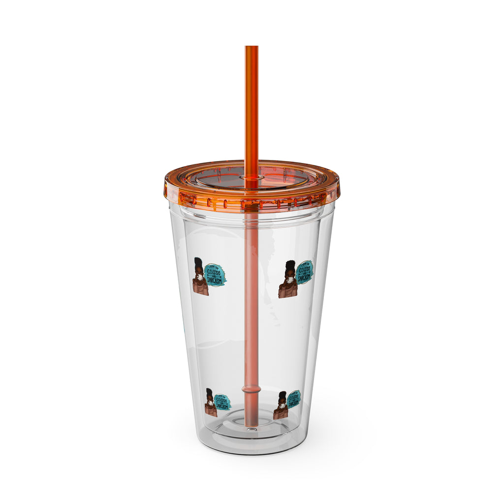 Melanin Magic I Run On Coffee and Sarcasm Sunsplash Tumbler 16oz