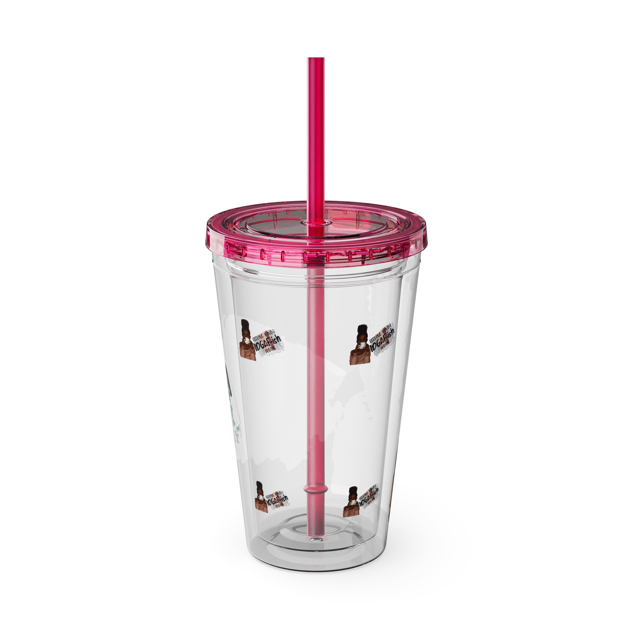 Melanin Magic Feeling Kinda IDGAF-ish Today Sunsplash Tumbler with Straw 16oz
