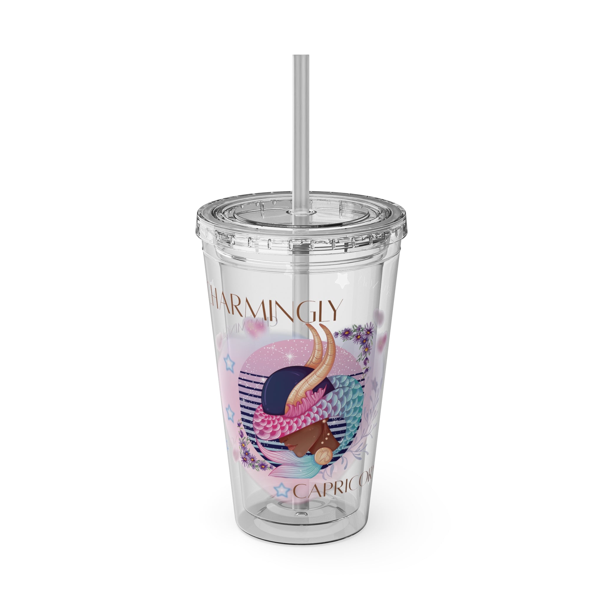 Charmingly Capricorn Zodiac Sunsplash Tumbler with Straw, 16oz