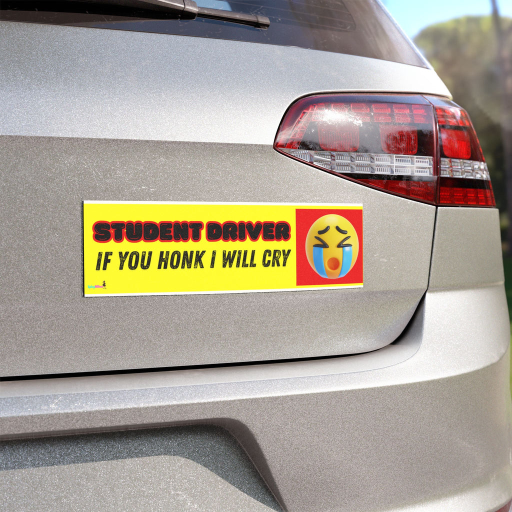 "If You Honk I Will Cry" Kawaii Emojis Safety Sign Student Driver Car Magnet