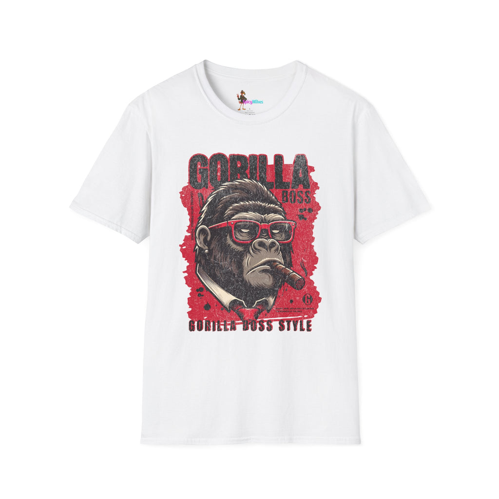 Gorilla Boss Style T-Shirt — Retro Ape with Sunglasses & Cigar Graphic