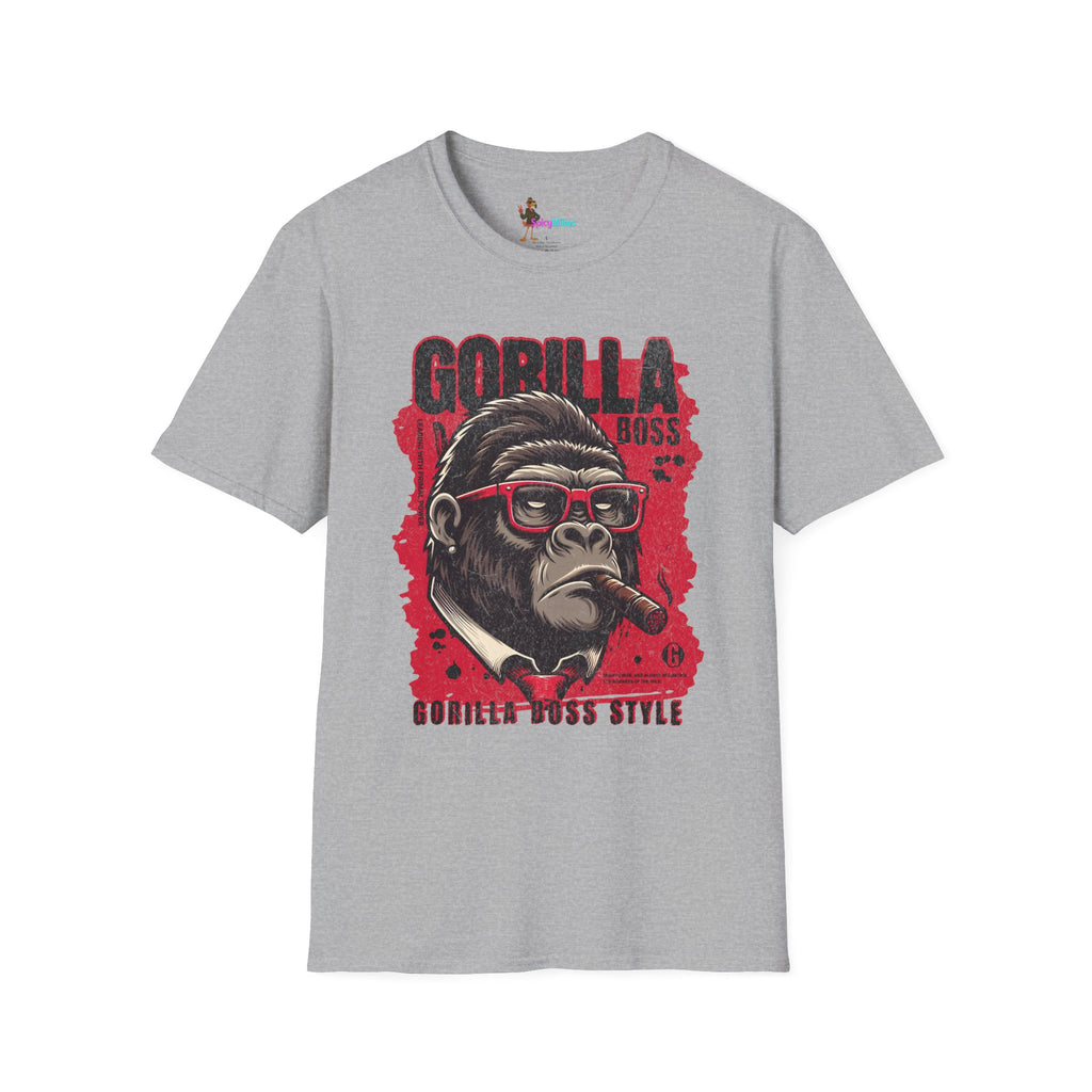Gorilla Boss Style T-Shirt — Retro Ape with Sunglasses & Cigar Graphic