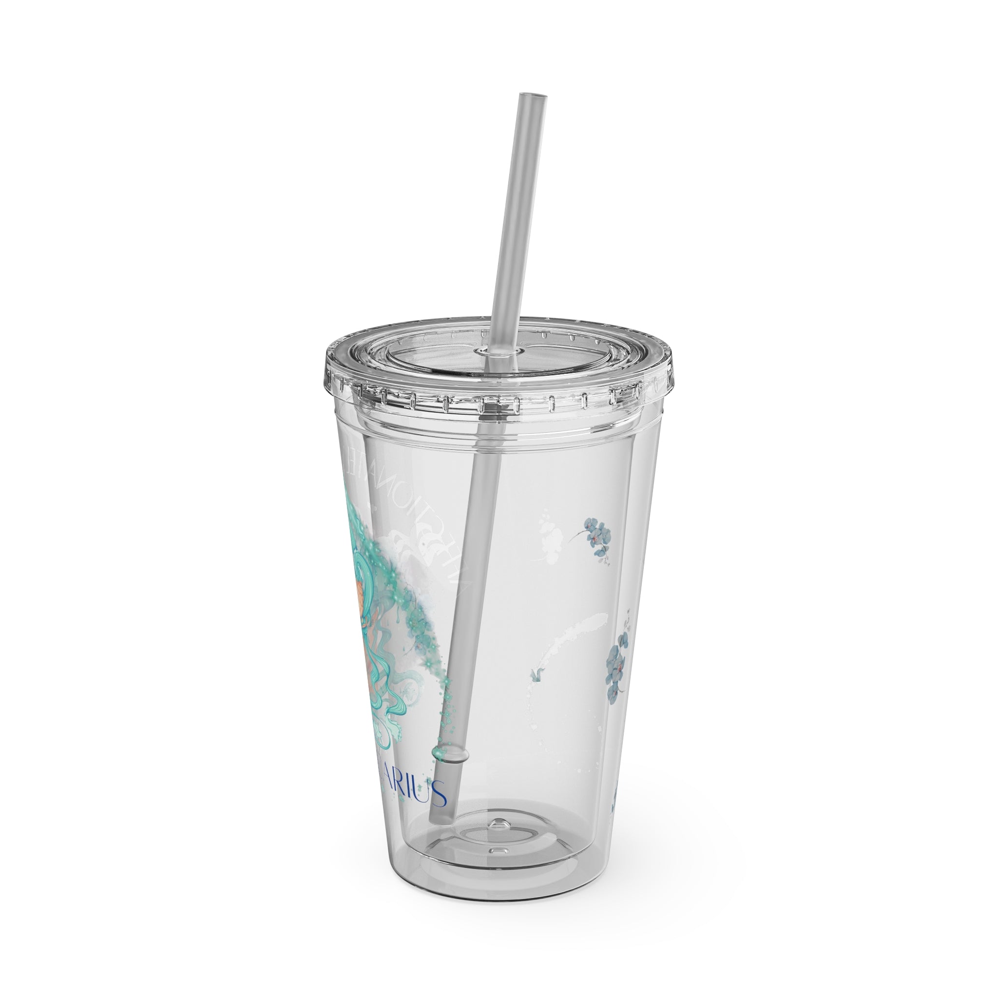 Affectionately Aquarius Zodiac Sunsplash 16oz Tumbler with Straw