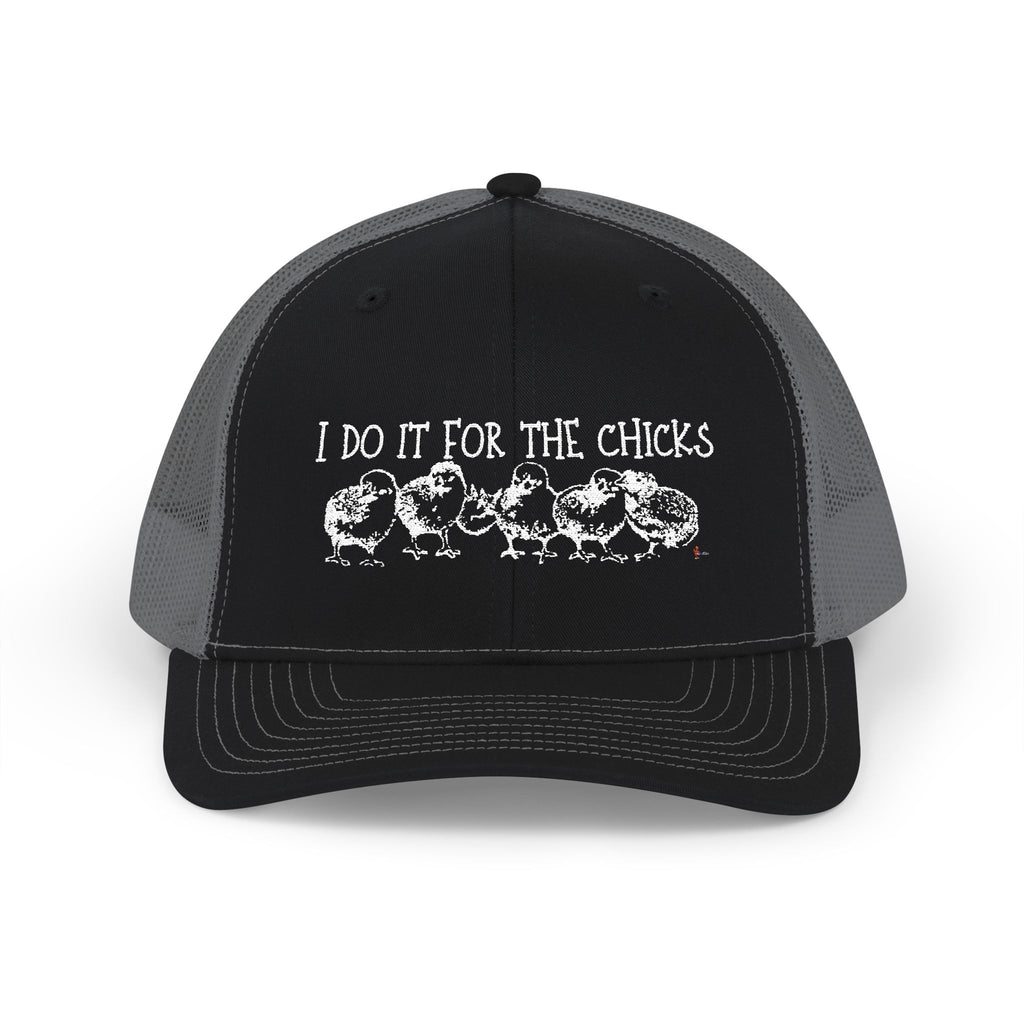 "I Do It For The Chicks" Embroidered Mesh Snapback Trucker Cap