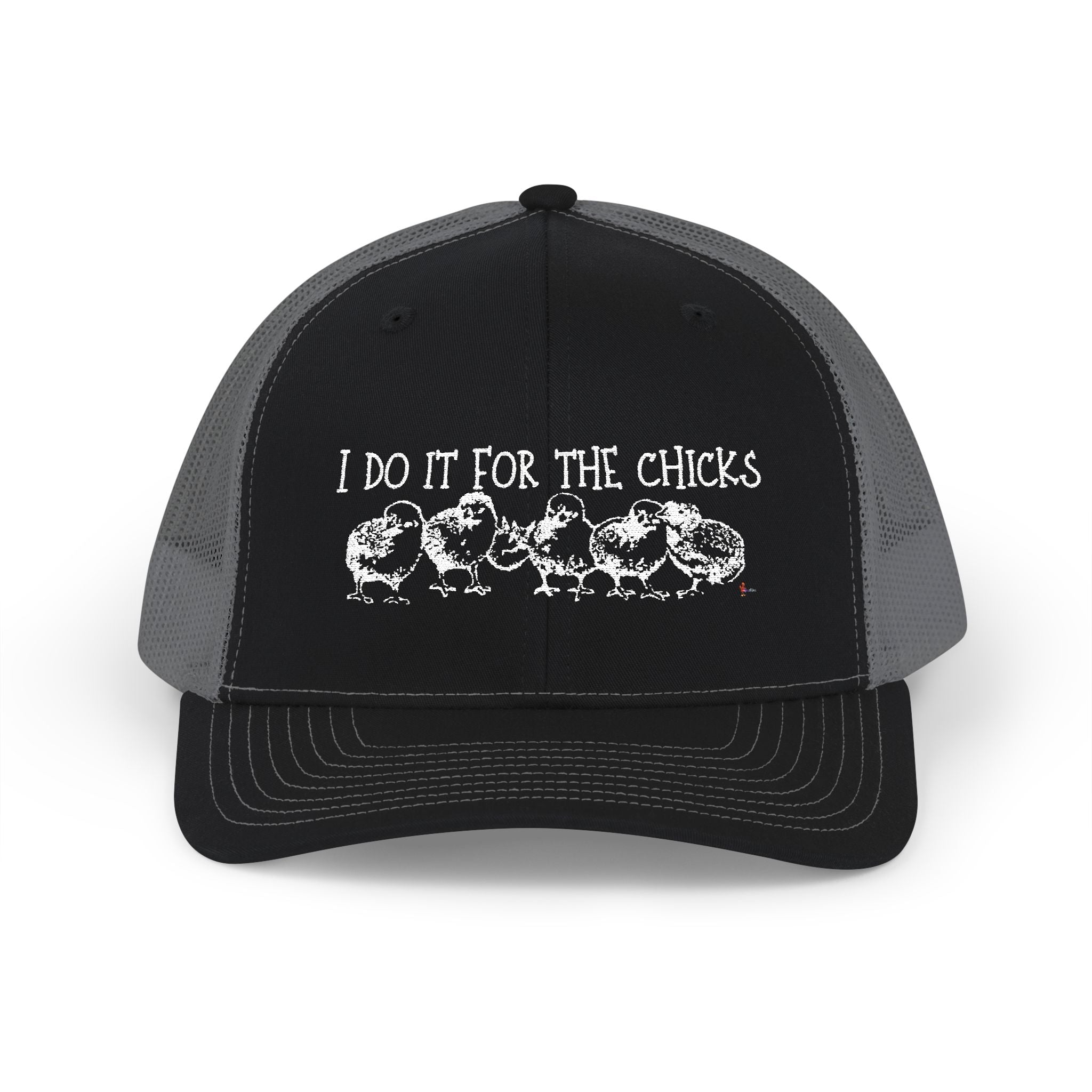 "I Do It For The Chicks" Embroidered Mesh Snapback Trucker Cap