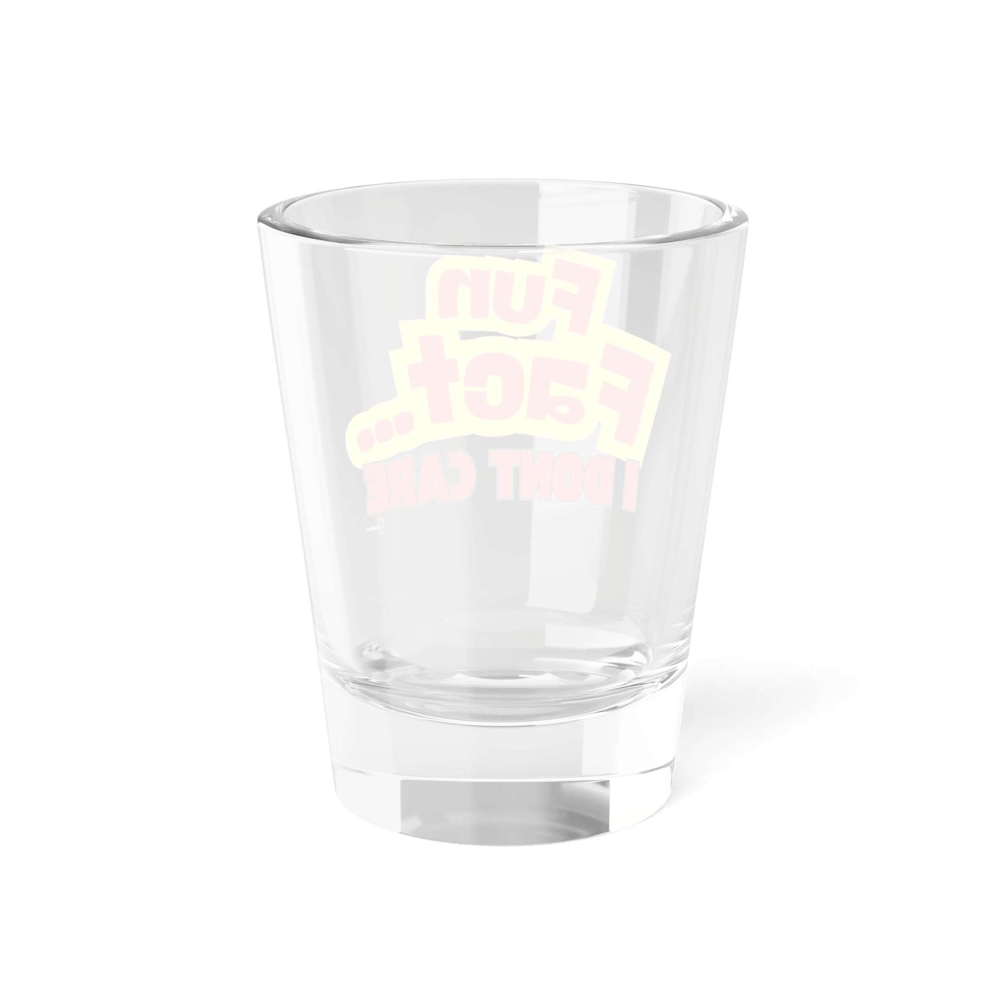 "Fun Fact... I Don't Care" Bold Red/Yellow Retro Bar Glass for Parties & Gag Gifts Shot Glass —