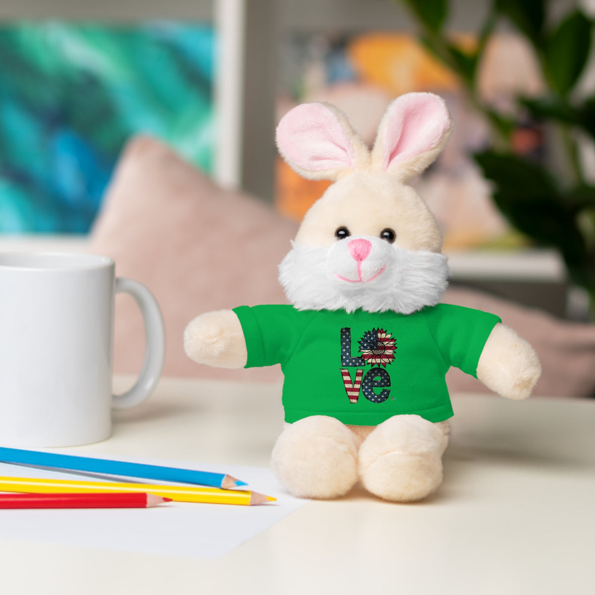 Patriotic 'LOVE' Plush Bear with Tee — Cute Stuffed Animal Gift