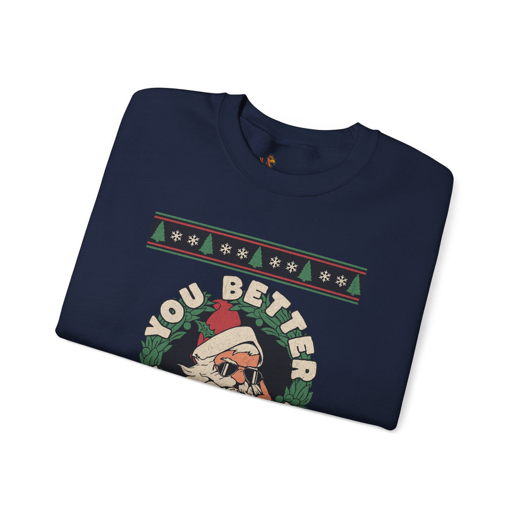 'You Better Watch Out' Santa Christmas Sweater Design
