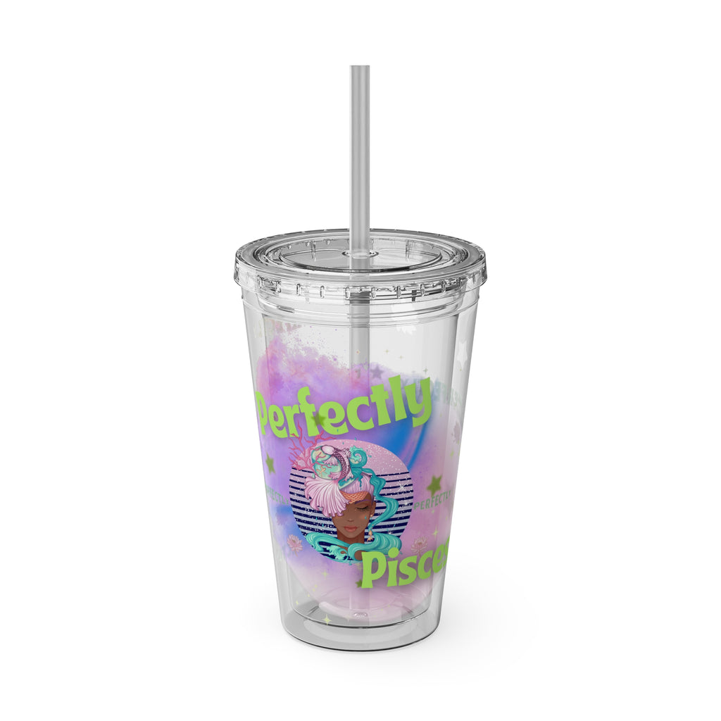 Perfectly Pisces Zodiac Sunsplash Tumbler with Straw, 16oz