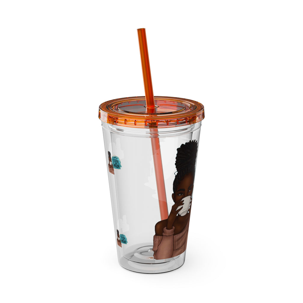 Melanin Magic I Run On Coffee and Sarcasm Sunsplash Tumbler 16oz