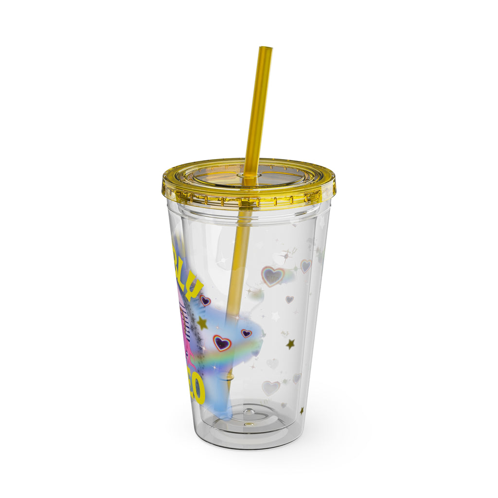 Lovably Leo Zodiac Sunsplash Tumbler with Straw 16oz
