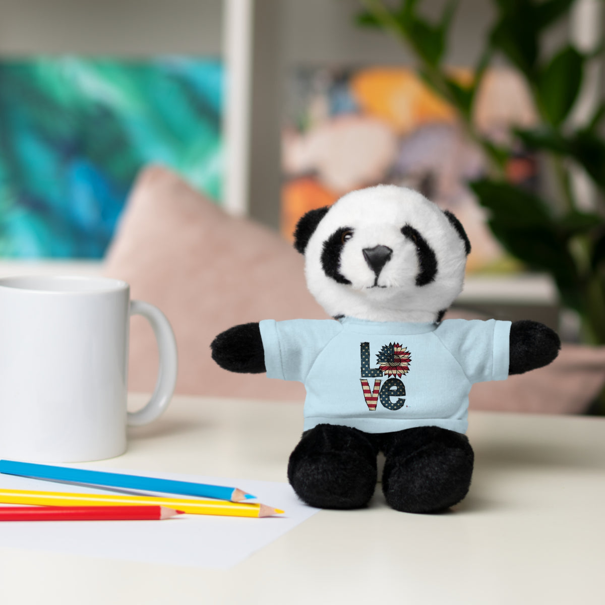 Patriotic 'LOVE' Plush Bear with Tee — Cute Stuffed Animal Gift