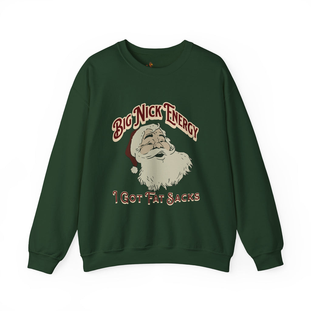 “Big Nick Energy: I Got Fat Sacks” Retro Santa Holiday Sweater
