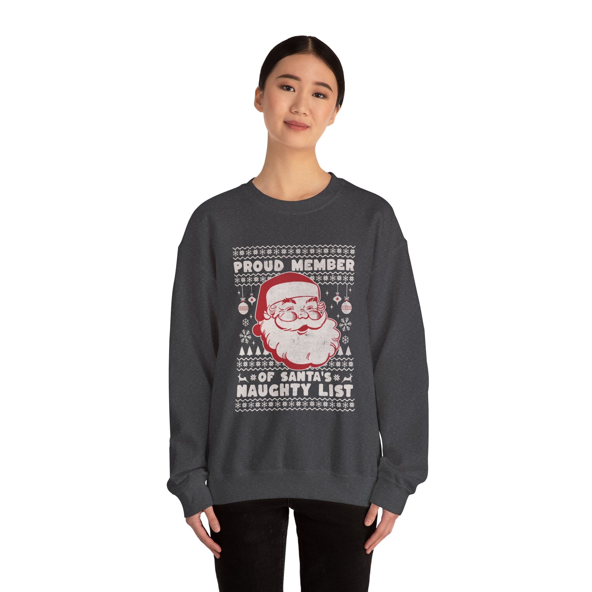 “Proud Member of Santa’s Naughty List” Vintage Santa Ugly Sweater