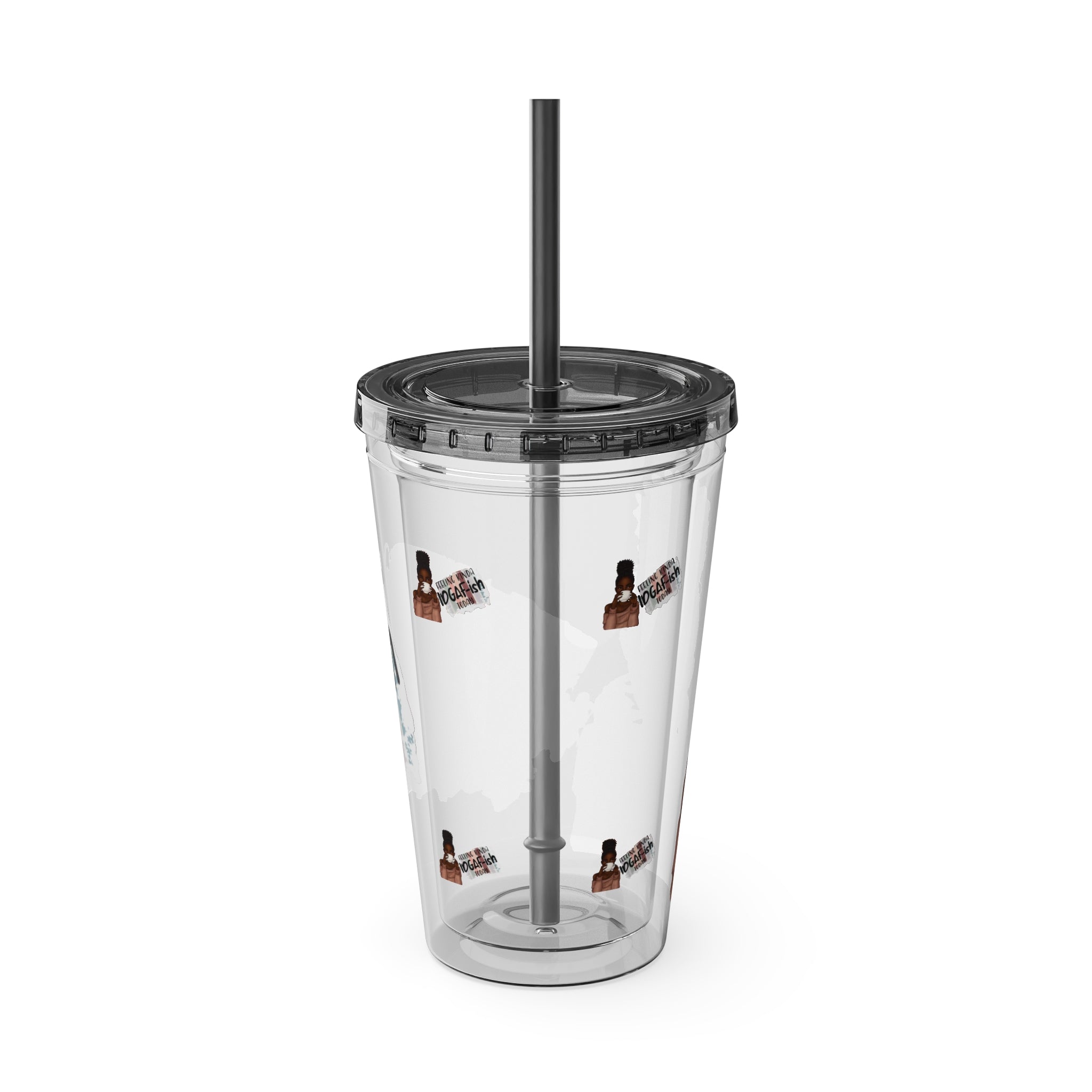 Melanin Magic Feeling Kinda IDGAF-ish Today Sunsplash Tumbler with Straw 16oz