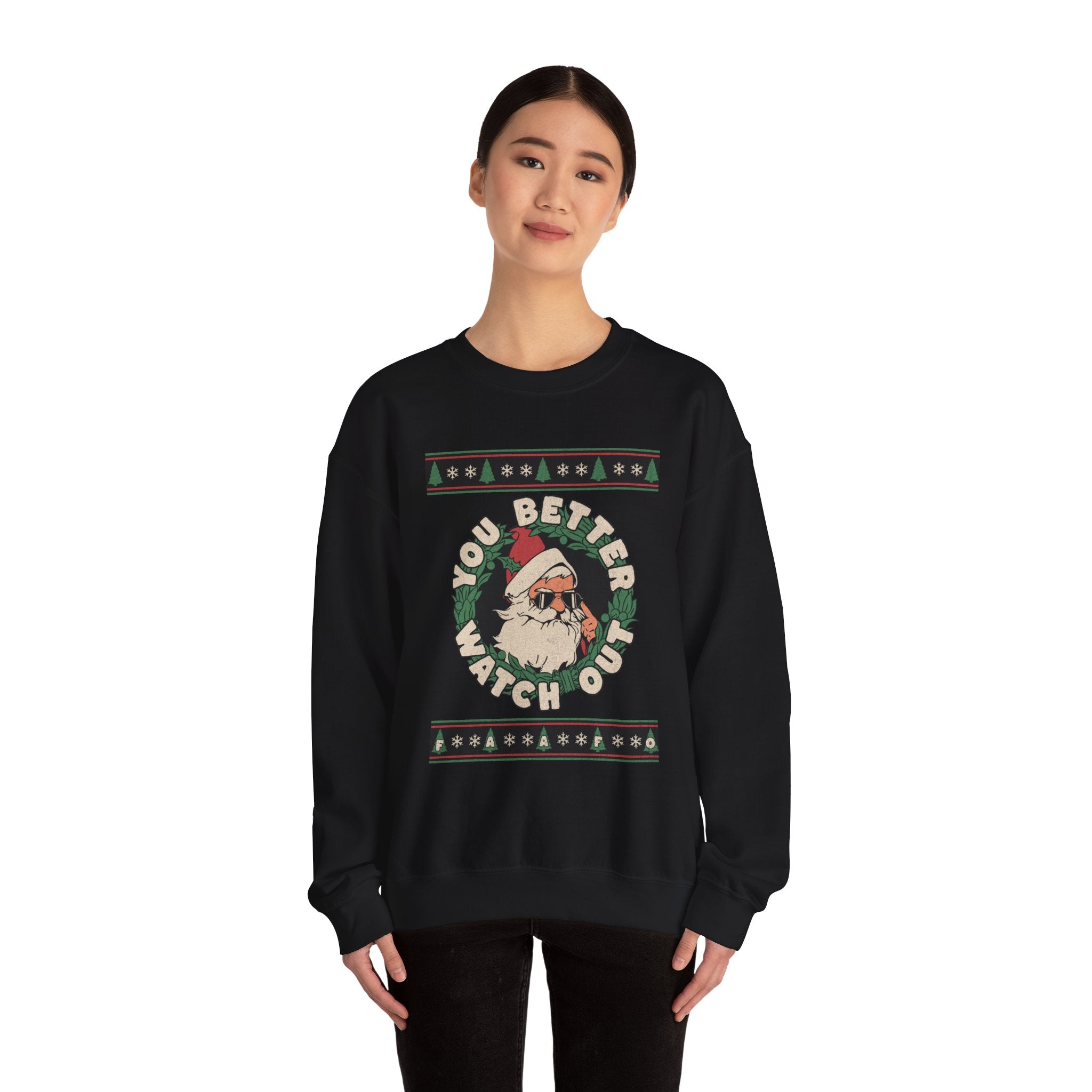 'You Better Watch Out' Santa Christmas Sweater Design