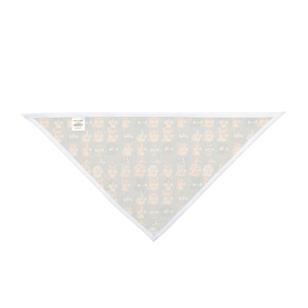 Kawaii Tropik Puppy & Bone Pattern Pet Bandana | Cute Dog Faces
