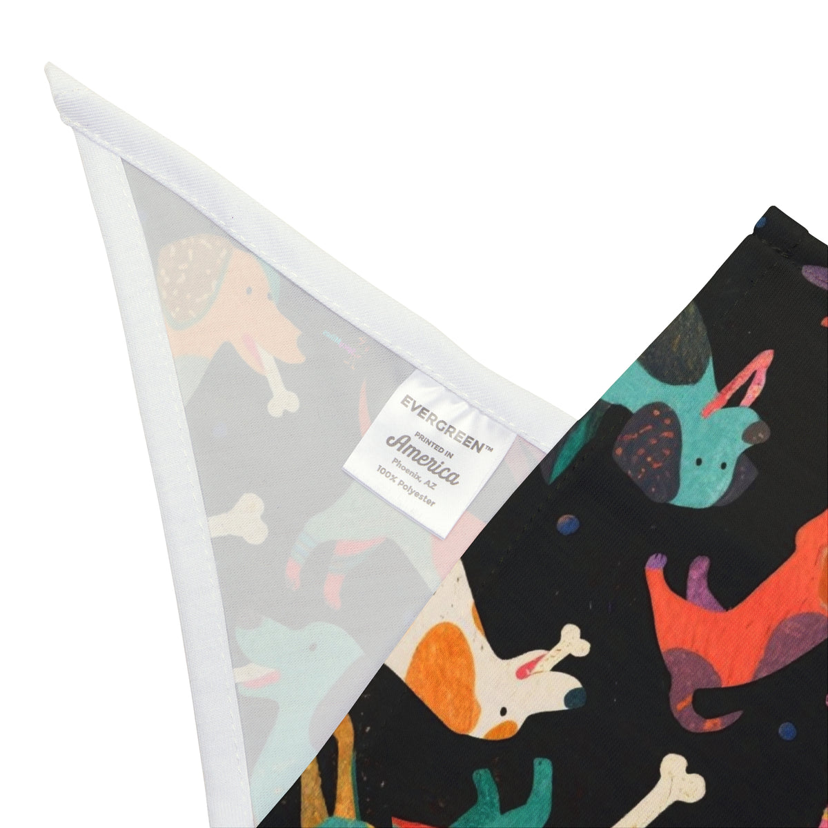 Deco Black Playful Dog Patterned Pet Bandana — Colorful Dogs & Bones Accessory for Small to Large Pets