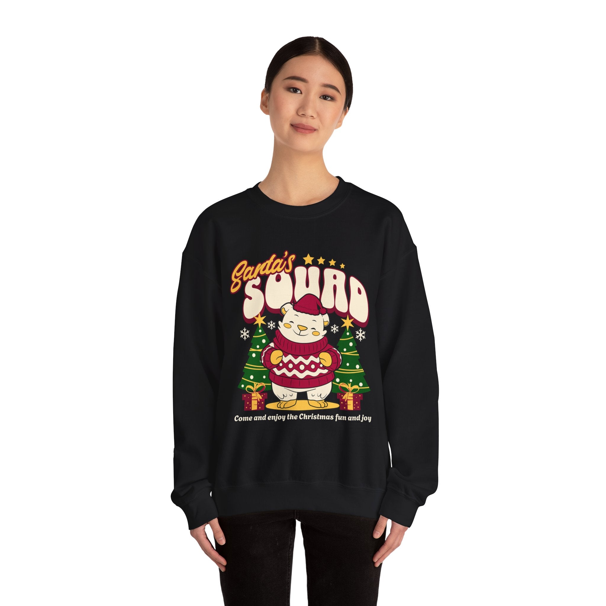 Santa’s Squad Bear bearing gifts Crewneck Ugly Sweatshirt