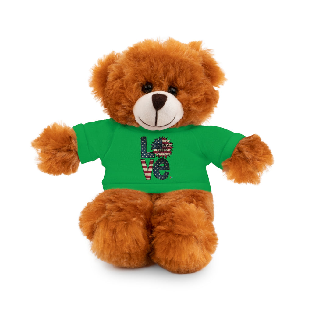 Patriotic 'LOVE' Plush Bear with Tee — Cute Stuffed Animal Gift