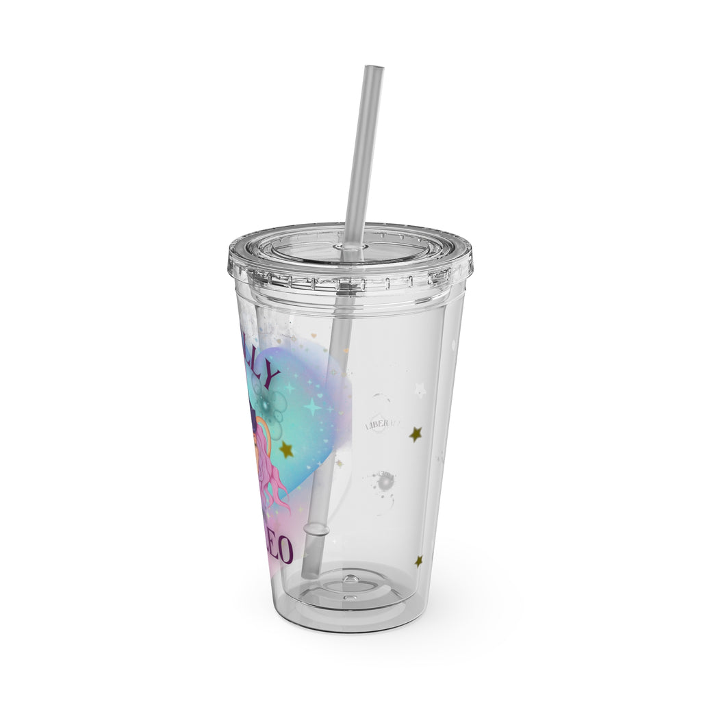 Liberally Leo Zodiac Sunsplash Tumbler with Straw, 16oz