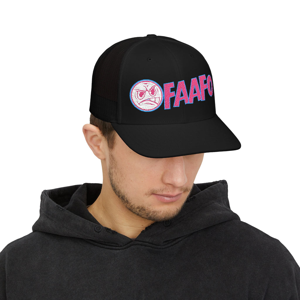 Mean Face FAAF0 Embroidered Snapback Trucker Cap
