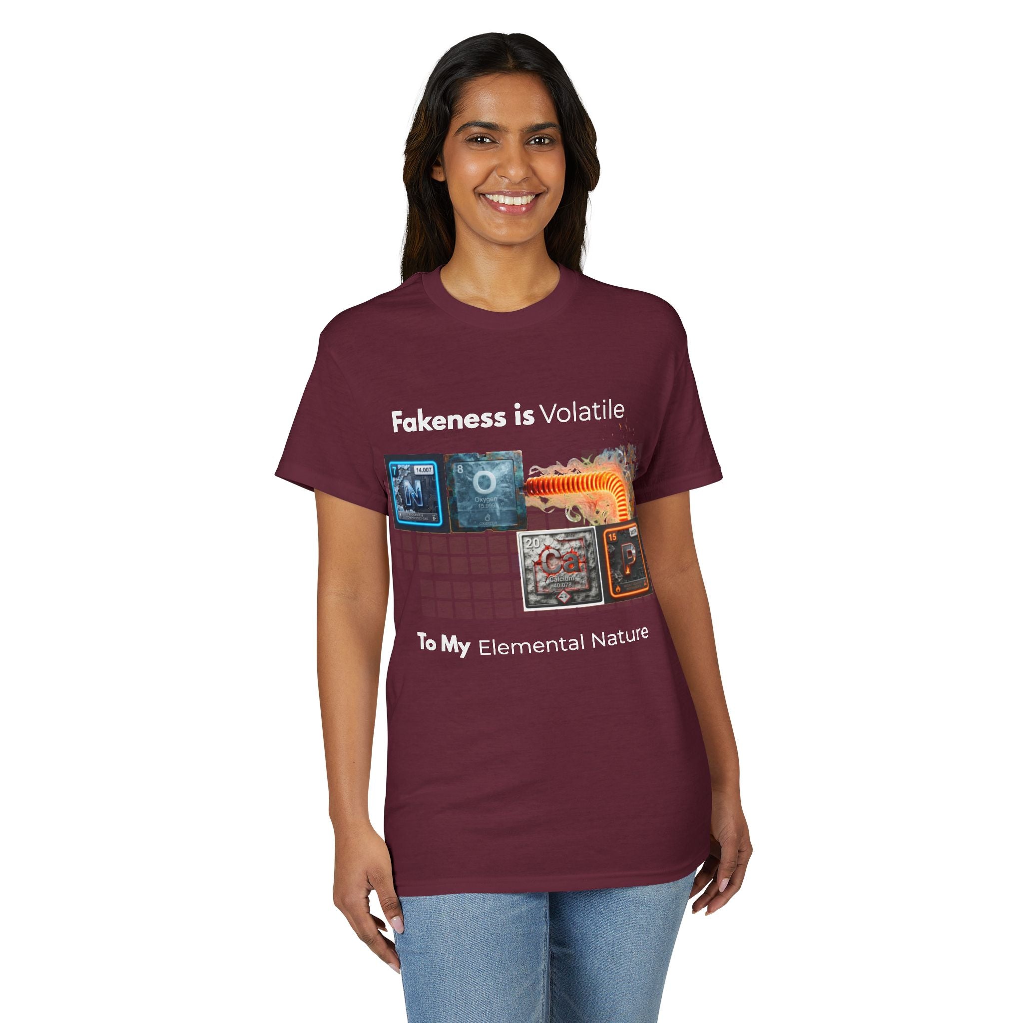 Elemental Nature Graphic T-Shirt — "Fakeness is Volatile to My Elemental Nature"
