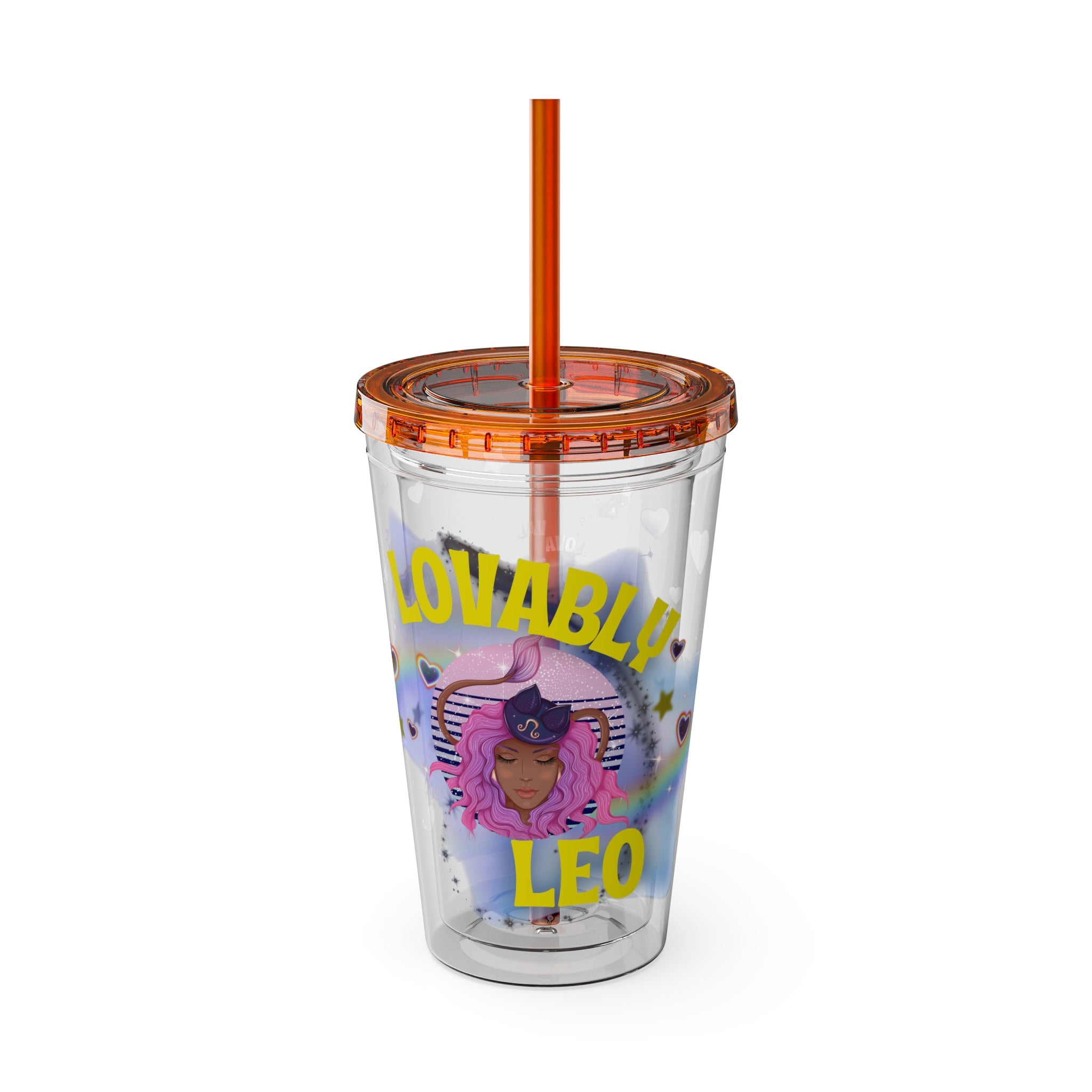 Lovably Leo Zodiac Sunsplash Tumbler with Straw 16oz