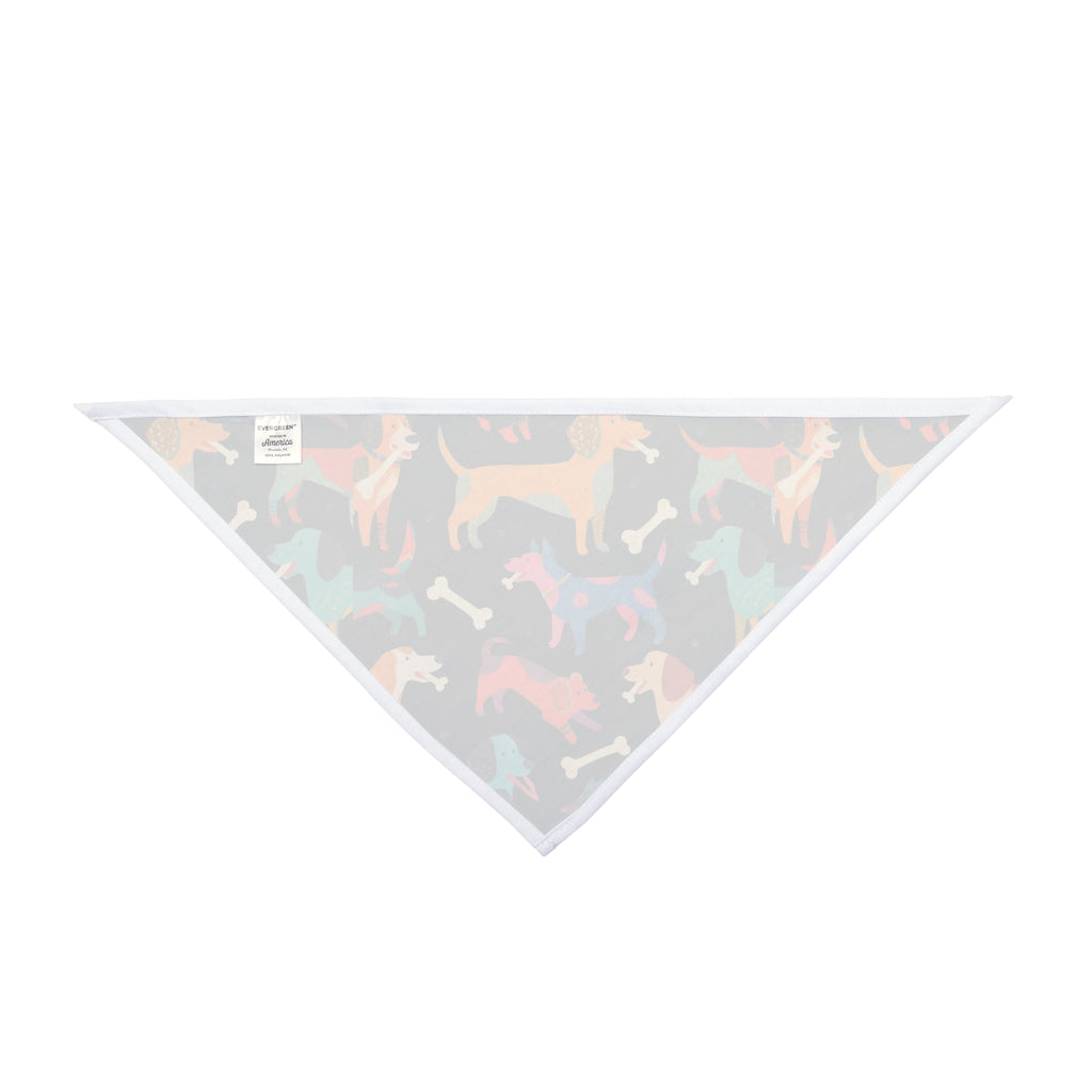 Deco Black Playful Dog Patterned Pet Bandana — Colorful Dogs & Bones Accessory for Small to Large Pets