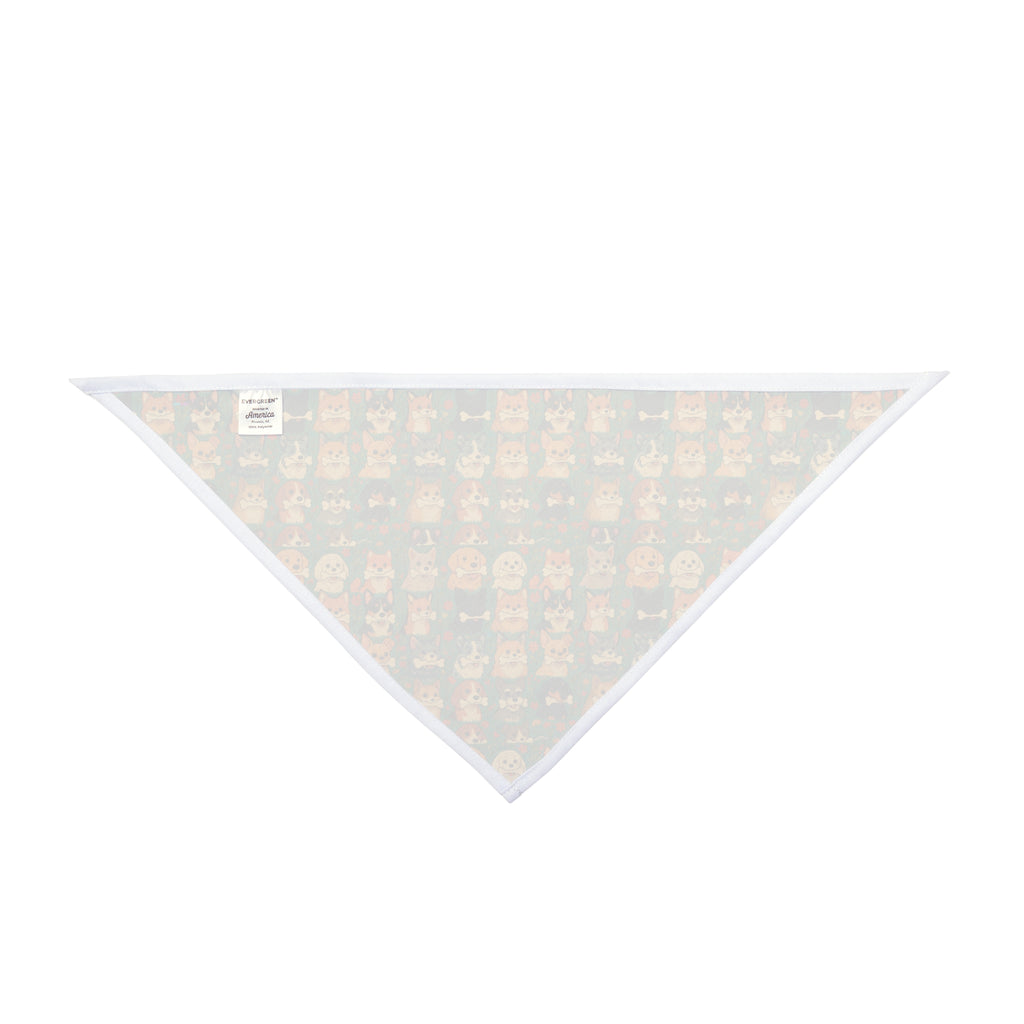 Kawaii Tropik Puppy & Bone Pattern Pet Bandana | Cute Dog Faces