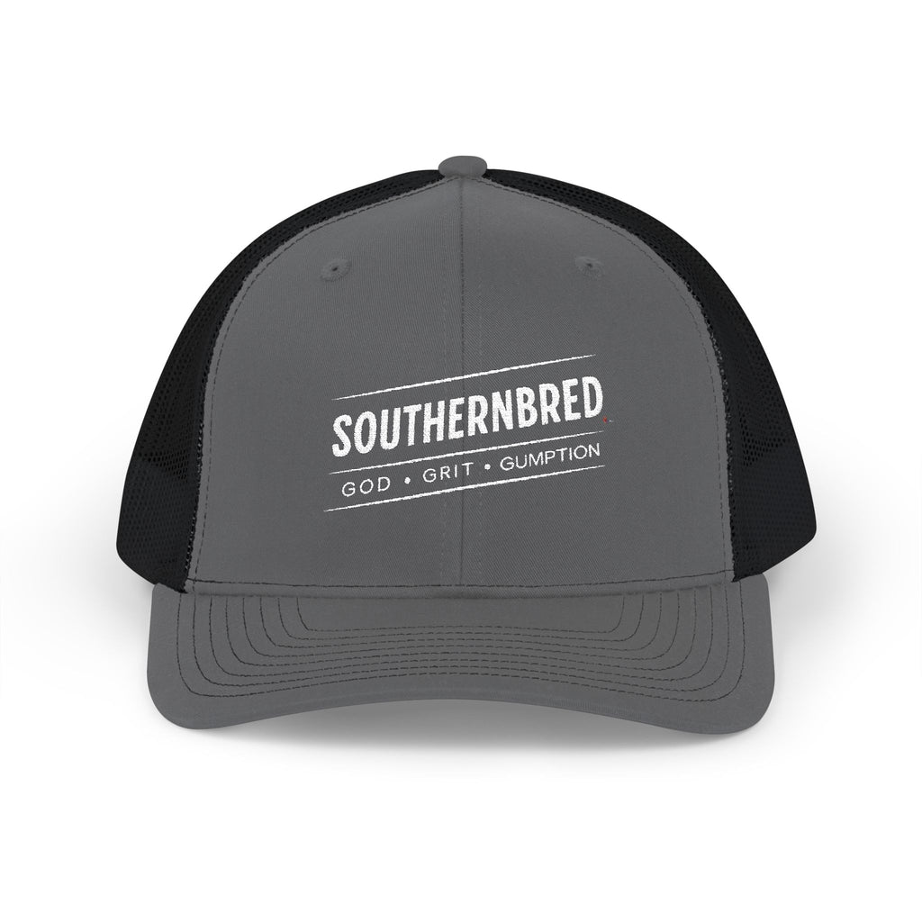 Southernbred God, Grit, & Gumption Embroidered Trucker Snapback Mesh Cap