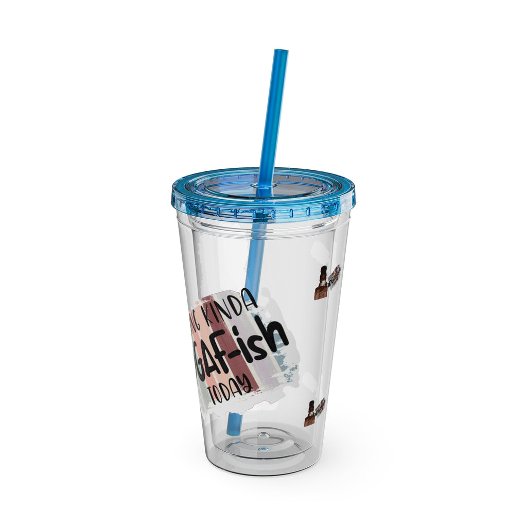 Melanin Magic Feeling Kinda IDGAF-ish Today Sunsplash Tumbler with Straw 16oz