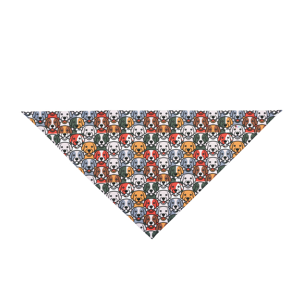 Art Deco Dog Faces Patterned Pet Bandana — Cute Colorful Puppy Print for Small & Large Dogs