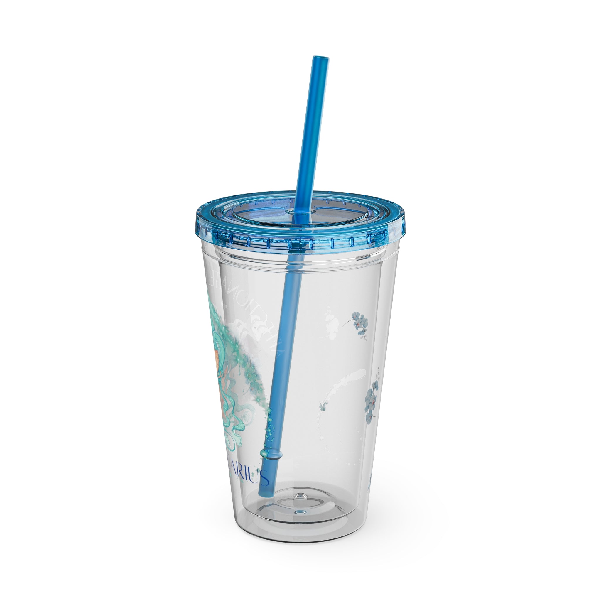 Affectionately Aquarius Zodiac Sunsplash 16oz Tumbler with Straw