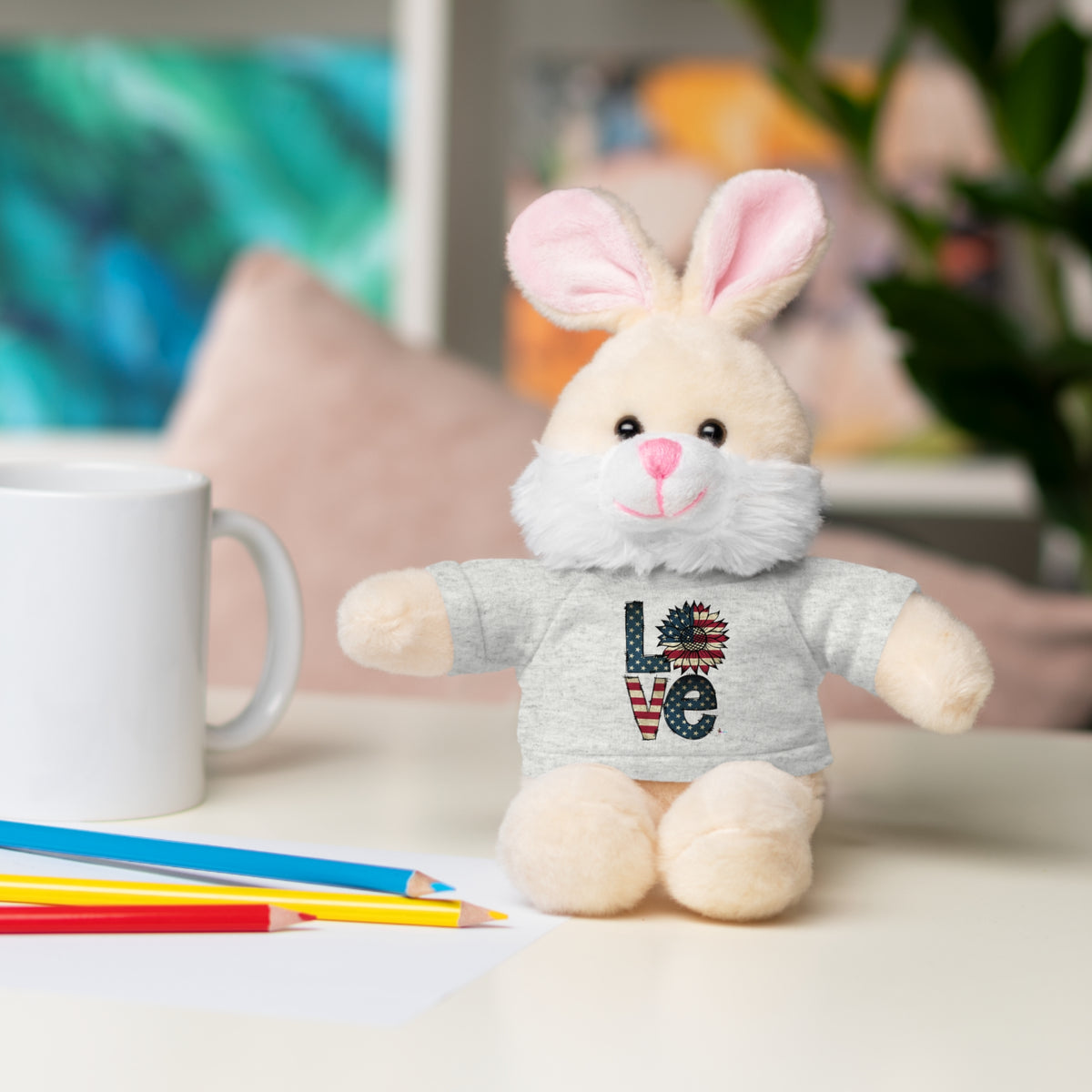 Patriotic 'LOVE' Plush Bear with Tee — Cute Stuffed Animal Gift