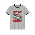 Christmas 'Don't Stop Believin'' Santa Graphic Holiday Tee Ringer T‑Shirt