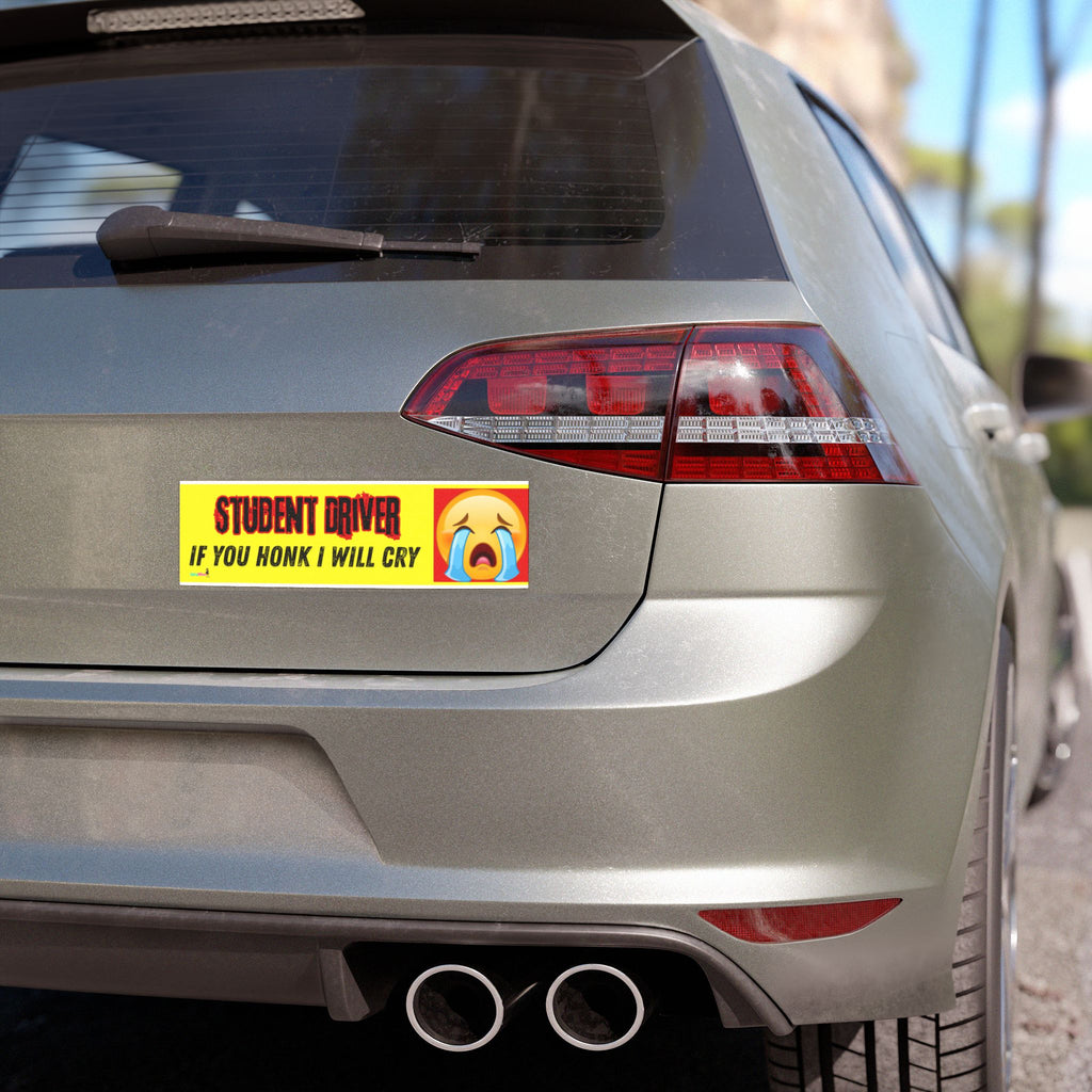 "If You Honk I Will Cry" Chrome Emoji Student Driver Car Magnet