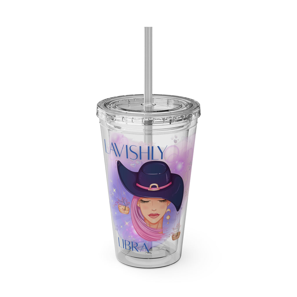 Lavishly Libra Zodiac Sunsplash 16oz Tumbler with Straw