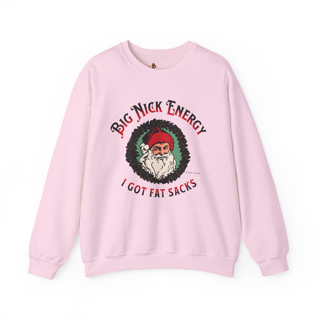 Big Nick Energy Wreath 'I Got Fat Sacks' Vintage Santa Christmas Crewneck