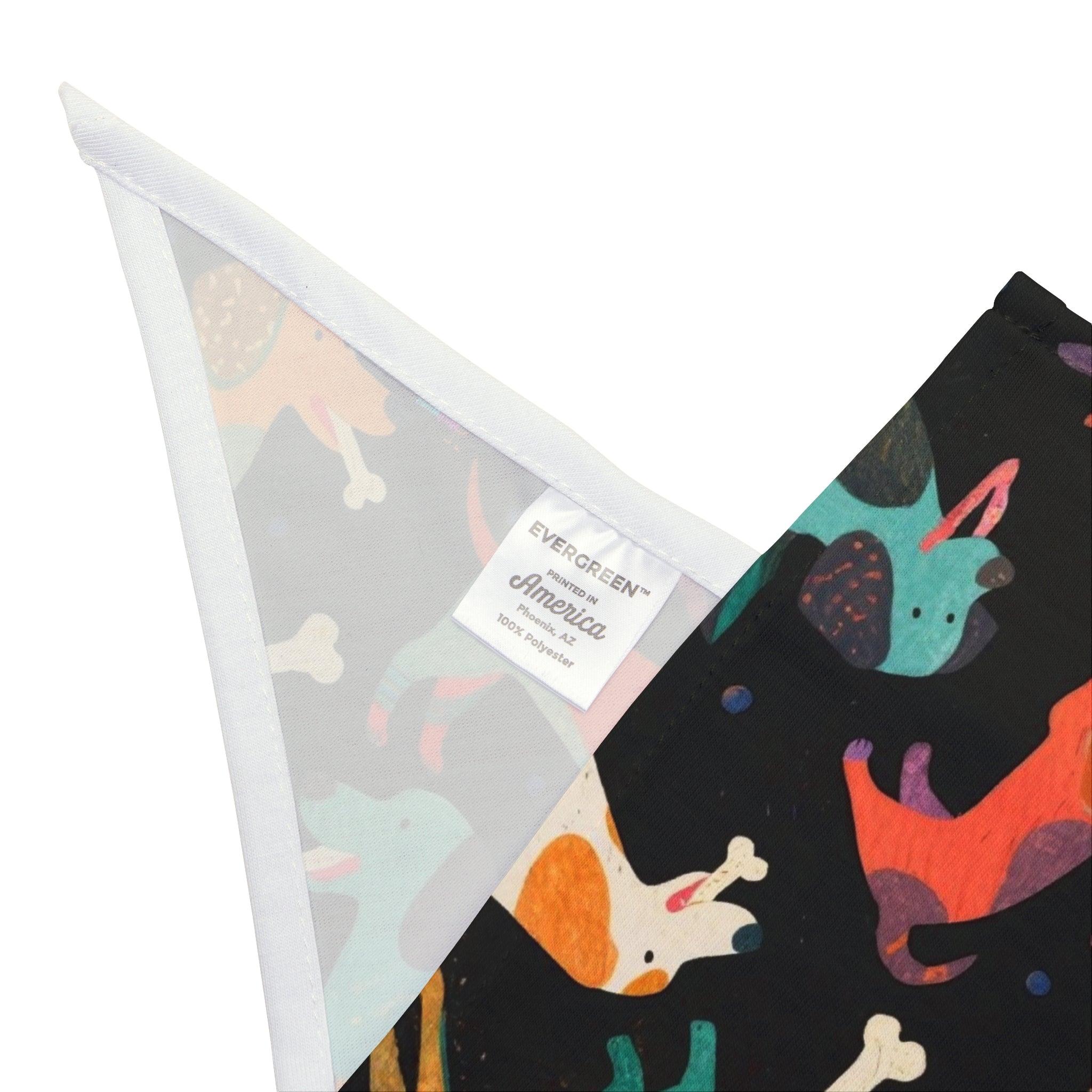 Deco Black Playful Dog Patterned Pet Bandana — Colorful Dogs & Bones Accessory for Small to Large Pets