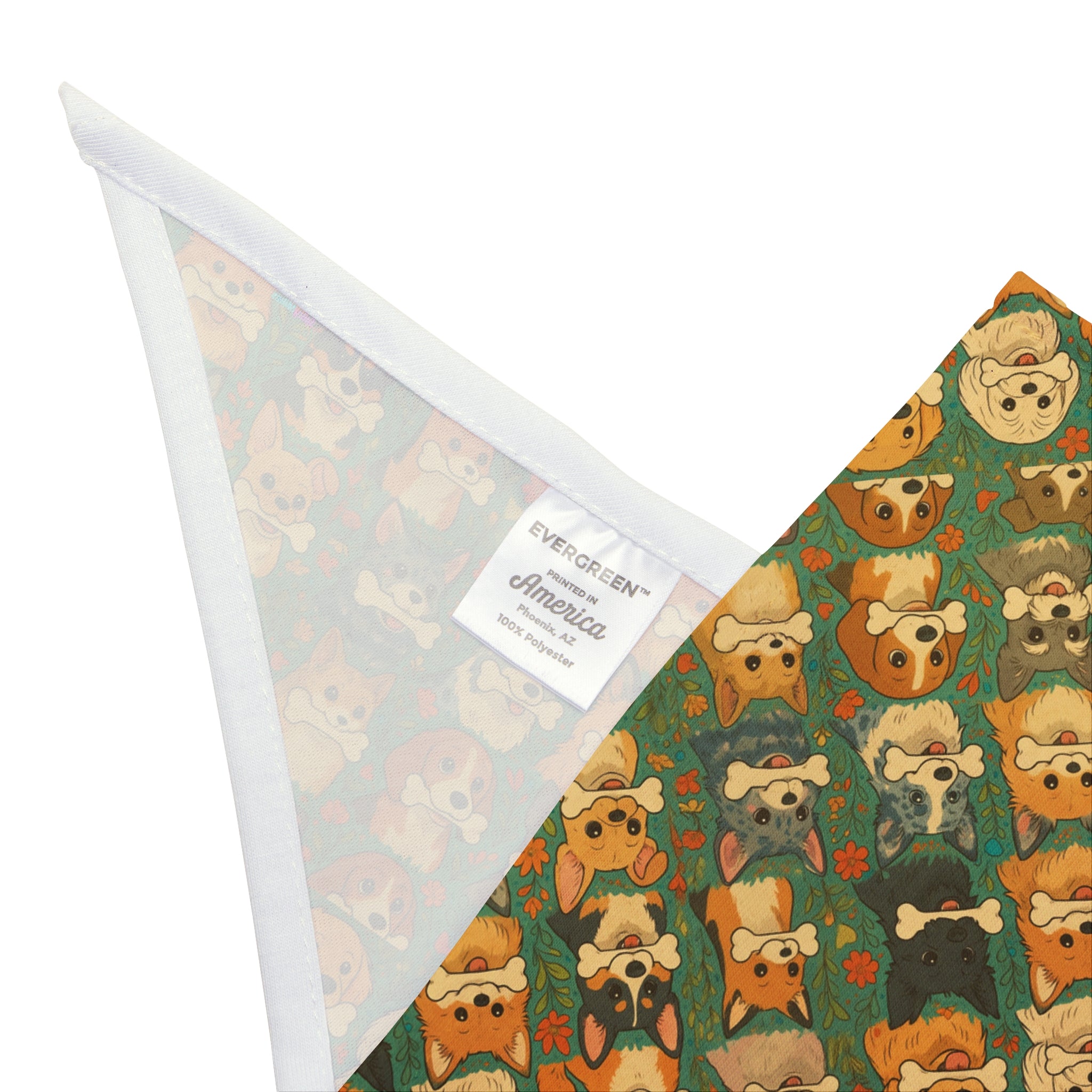 Kawaii Tropik Puppy & Bone Pattern Pet Bandana | Cute Dog Faces