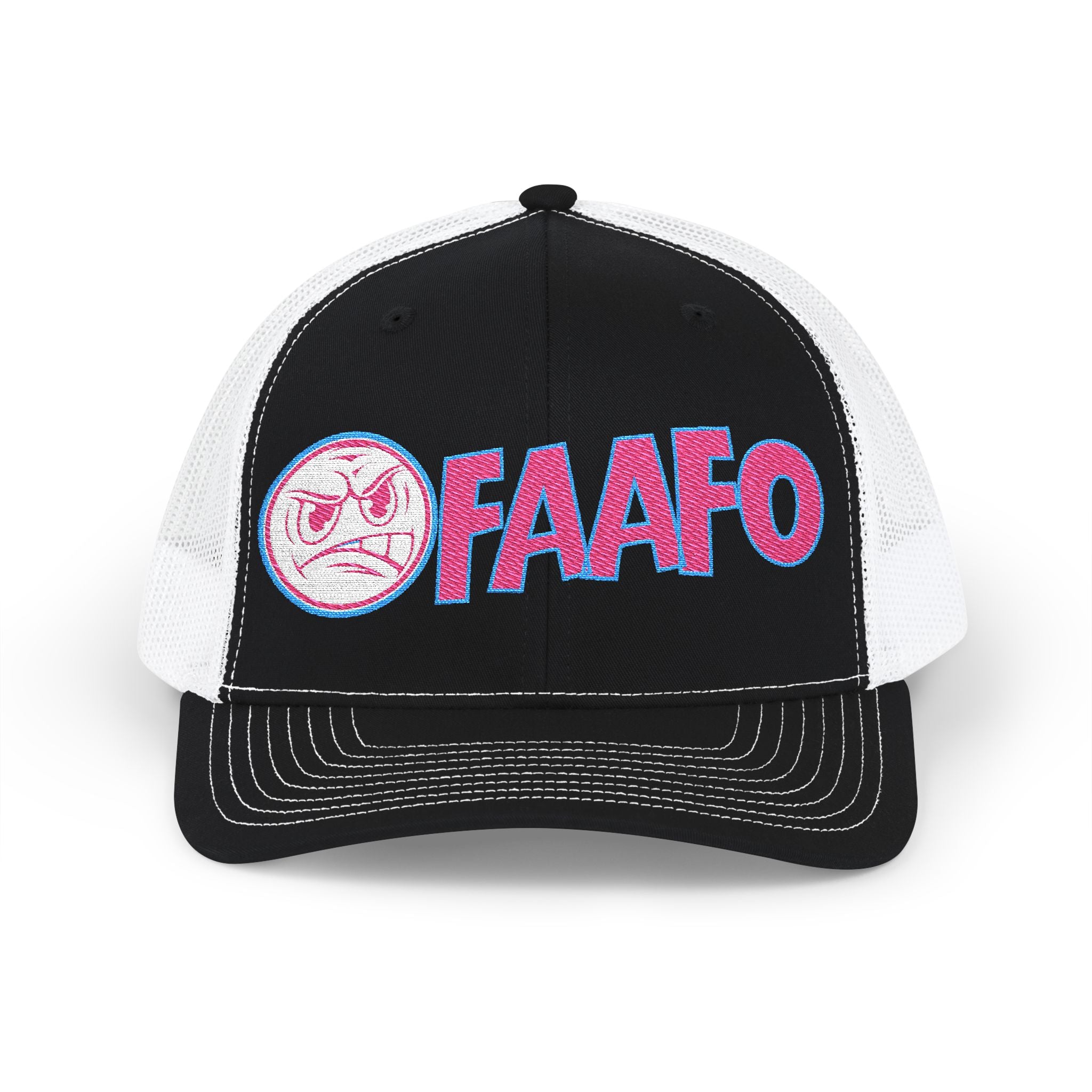 Mean Face FAAF0 Embroidered Snapback Trucker Cap
