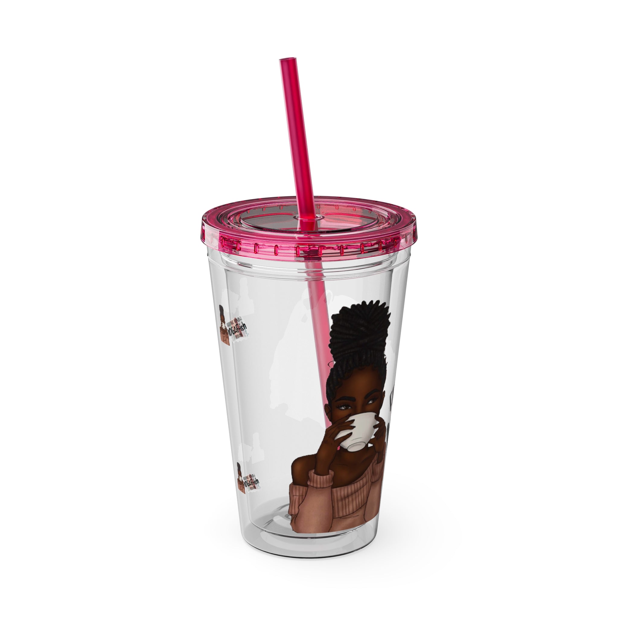 Melanin Magic Feeling Kinda IDGAF-ish Today Sunsplash Tumbler with Straw 16oz