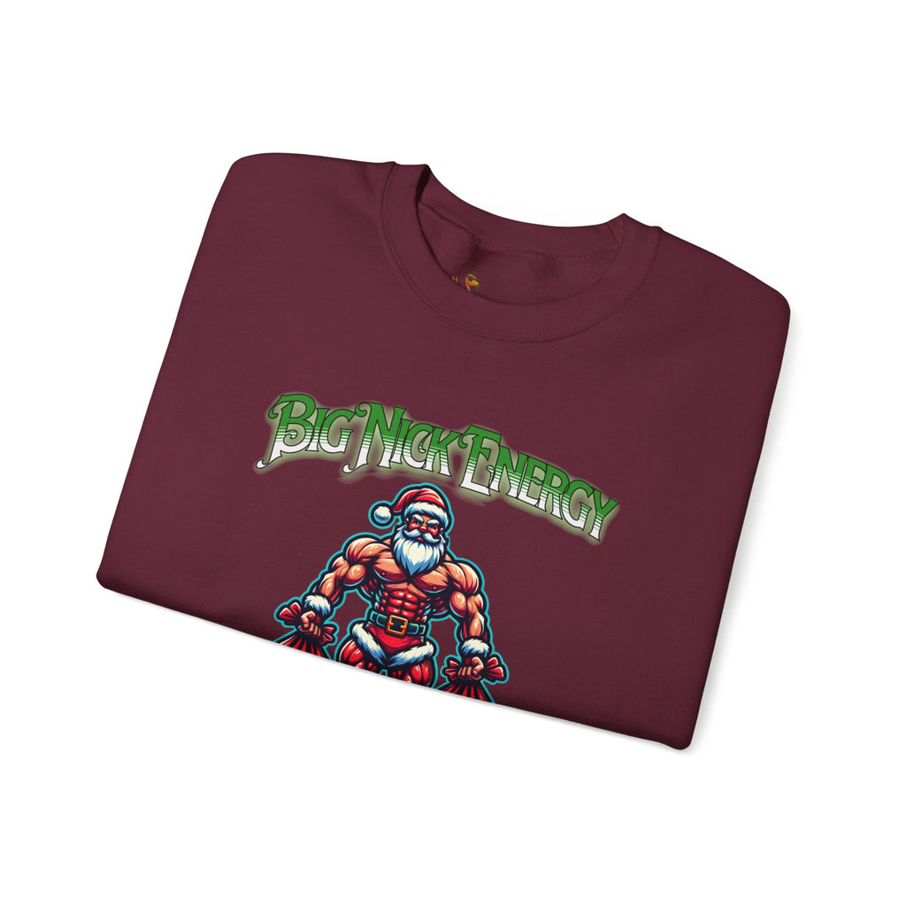 Christmas Beefy Santa "Big Nick Energy: I Got Fat Sacks" Holiday Crewneck Sweatshirt