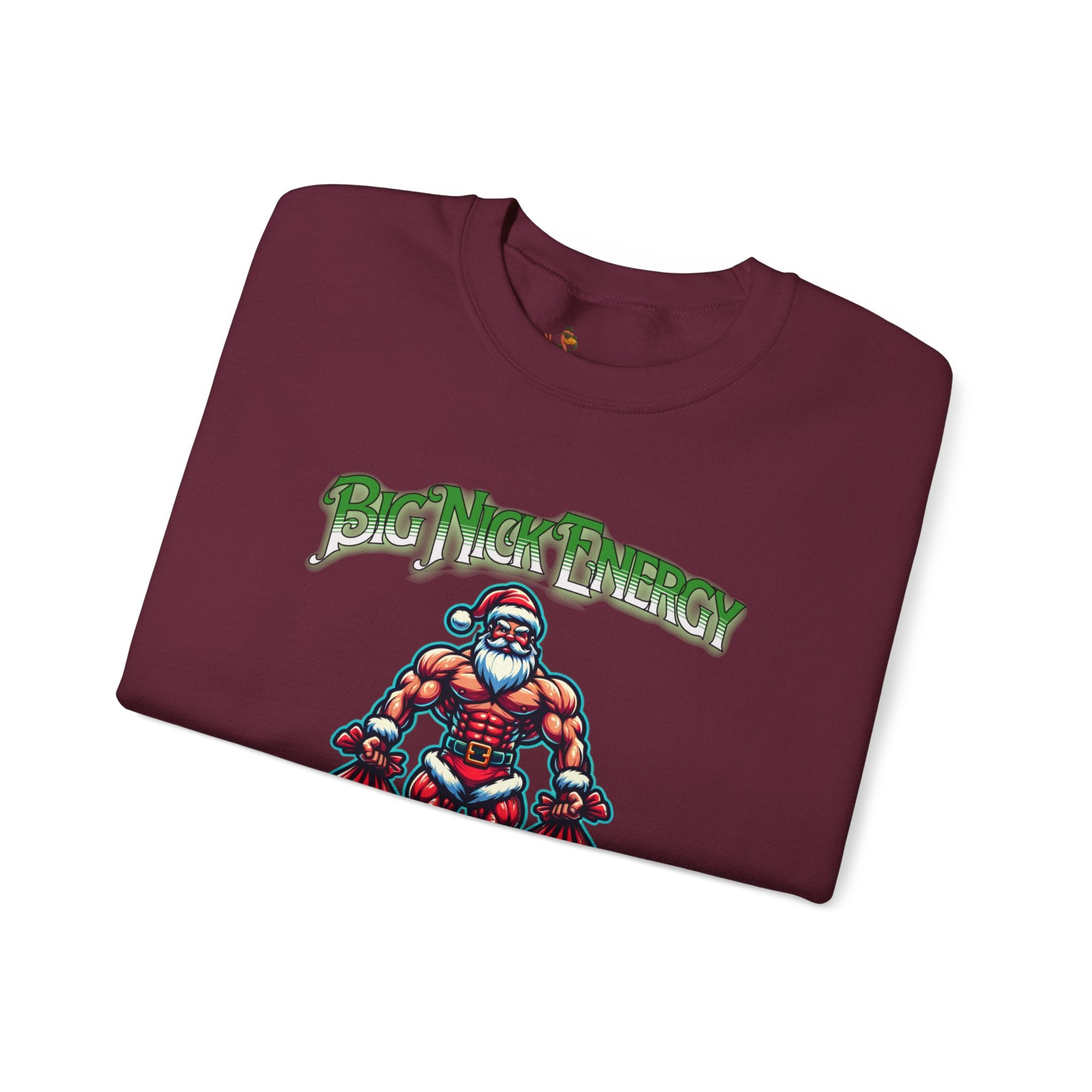 Christmas Beefy Santa "Big Nick Energy: I Got Fat Sacks" Holiday Crewneck Sweatshirt