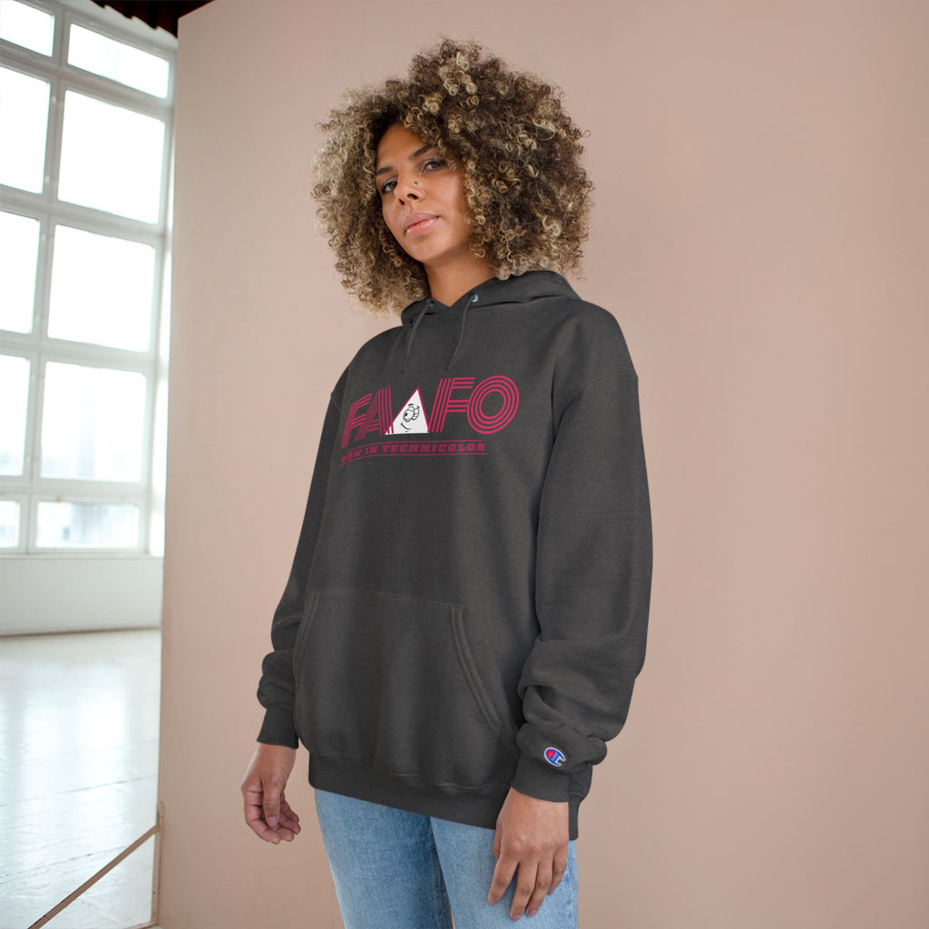 FAAFO Now In Technicolor Simple Champion Pullover Hoodie
