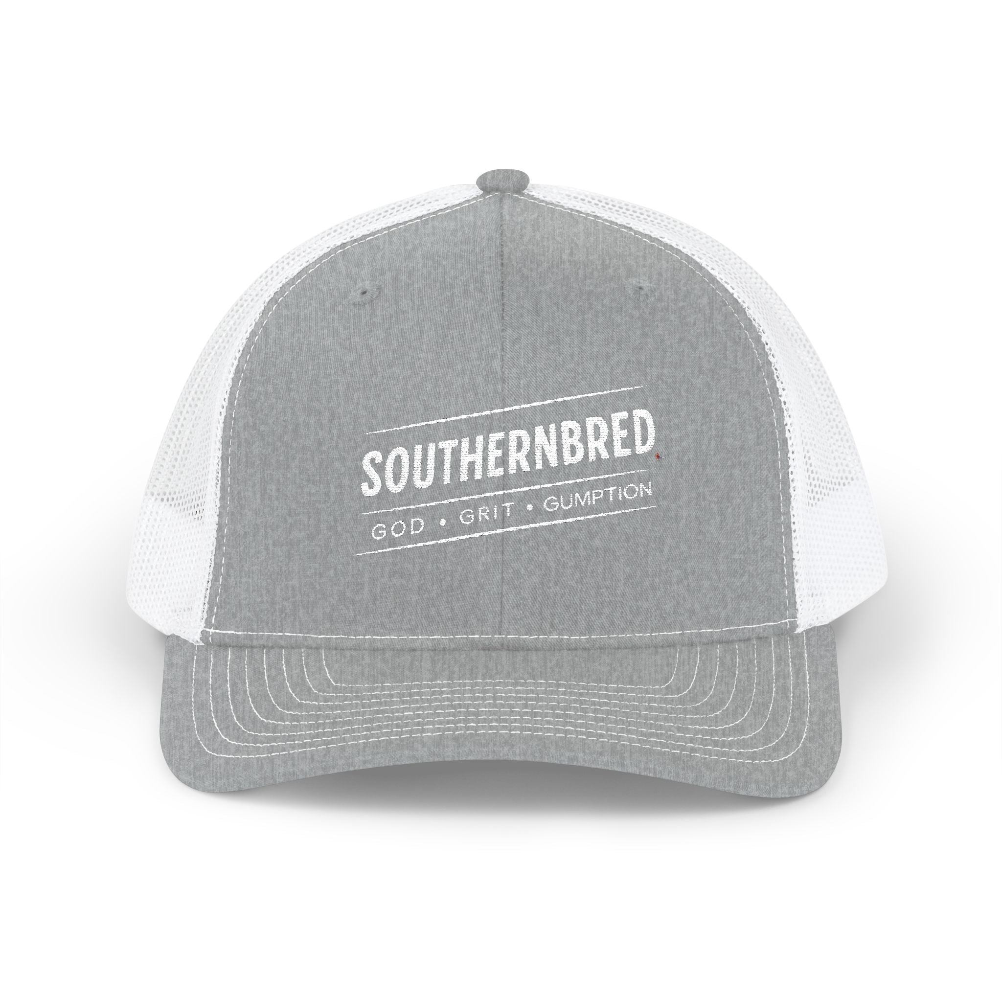 Southernbred God, Grit, & Gumption Embroidered Trucker Snapback Mesh Cap