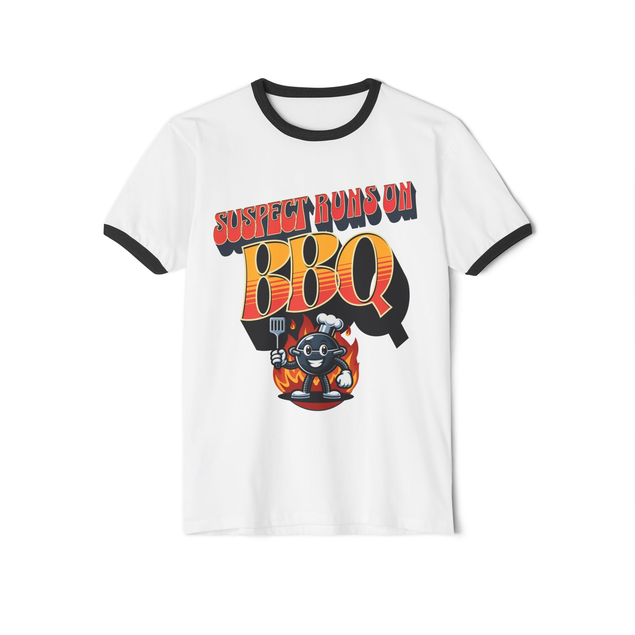 Suspect Runs On BBQ Ringer T-Shirt Graphic Tee
