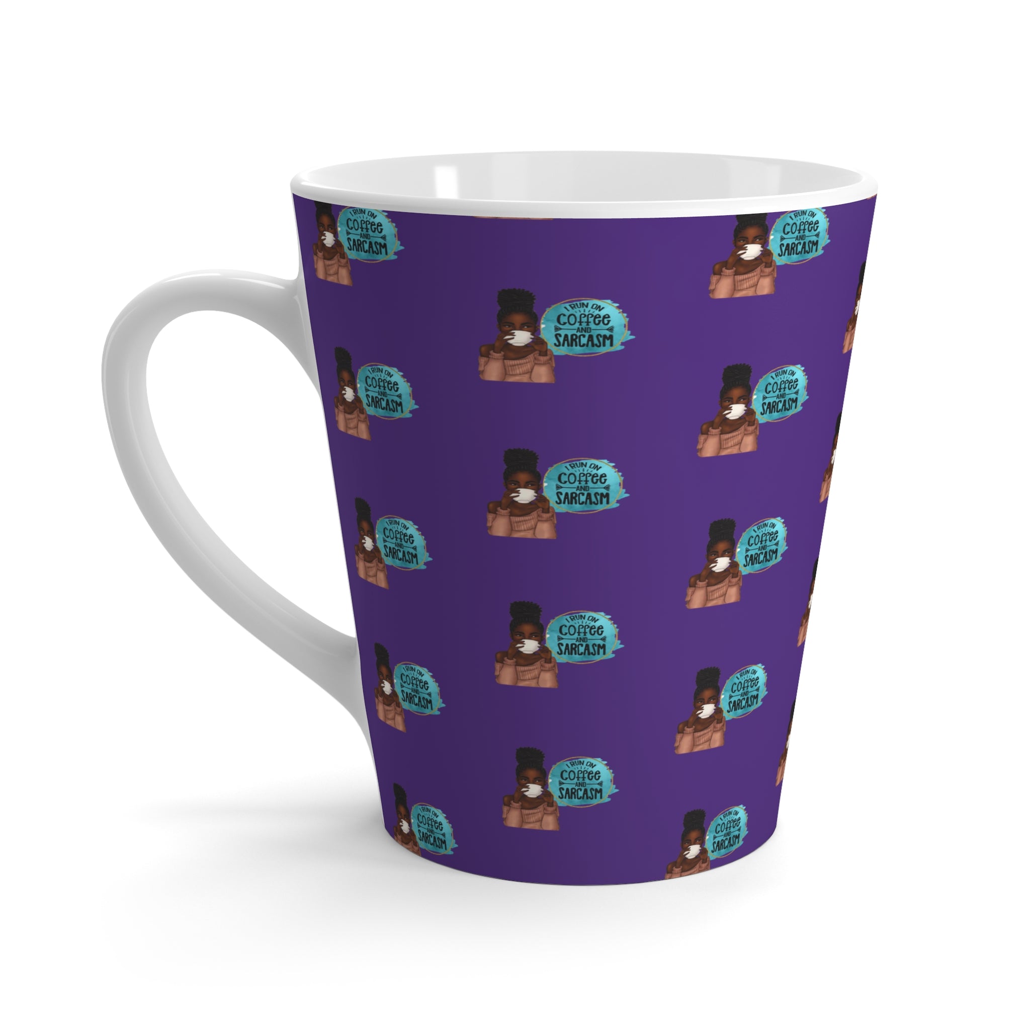 Melanin Magic Purple Patterned Coffee & Sarcasm Latte Mug